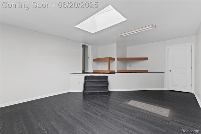 3440 Lone Pine Rd, West Bloomfield, MI 48323 - unfurnished living room featuring dark wood-type flooring and a skylight