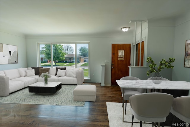 8177 Gary Ave, Westland, MI 48185 - living area featuring dark wood-style flooring and baseboards