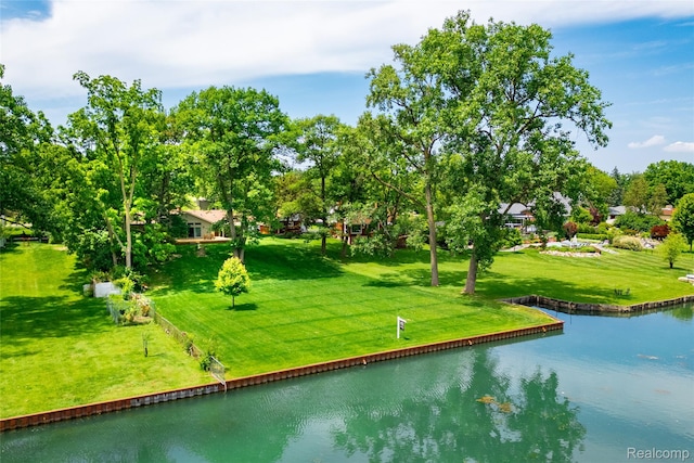 21781 Thorofare Rd, Grosse Ile, MI 48138 - surrounding community featuring a water view, view of scattered trees, and a yard