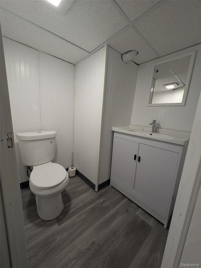 19947 Kinloch, Redford, MI 48240 - bathroom featuring vanity, wood finished floors, and a paneled ceiling