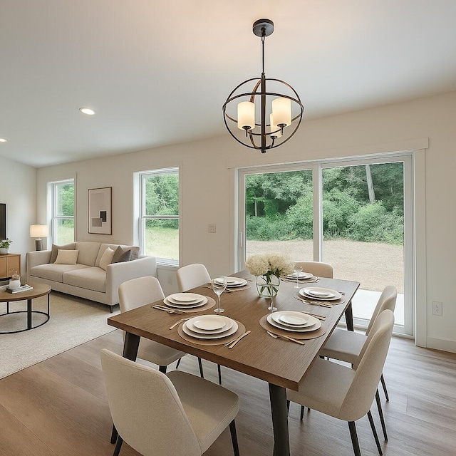 2959 Polaris Ave, Kalamazoo, MI 49004 - dining area featuring a chandelier, light wood-style floors, and recessed lighting
