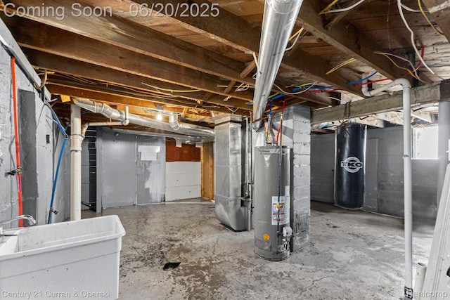 9045 Burnette St, Detroit, MI 48204 - unfinished below grade area featuring water heater and heating unit