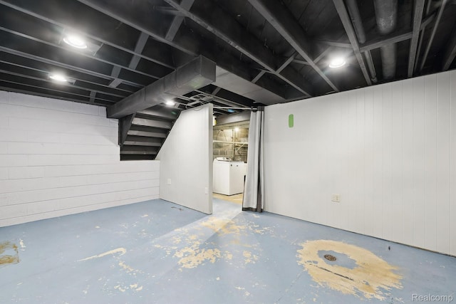 31740 Nelson Dr, Warren, MI 48088 - finished basement featuring washer and clothes dryer and stairway