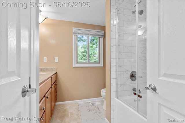 20558 Meridian Rd, Grosse Ile, MI 48138 - bathroom with vanity, shower / bath combination, and marble look tiles