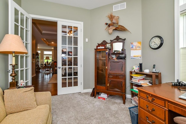 8734 Oakland Hills Cir Unit 6, Portage, MI 49024 - office area with french doors and carpet