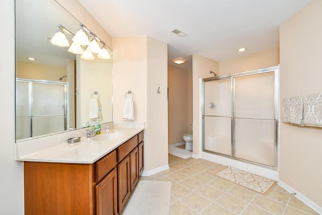 8734 Oakland Hills Cir Unit 6, Portage, MI 49024 - full bathroom featuring a shower stall, vanity, tile patterned flooring, and recessed lighting