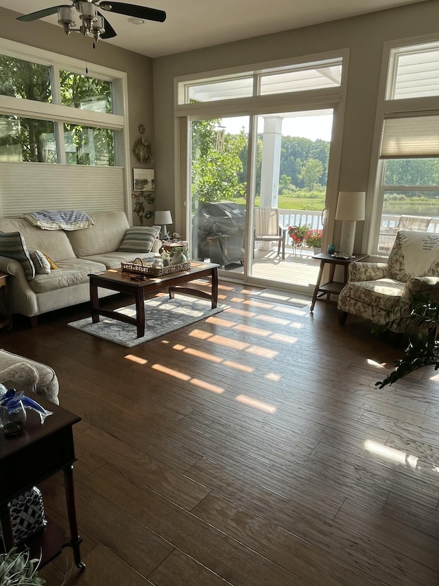 8734 Oakland Hills Cir Unit 6, Portage, MI 49024 - living room with a ceiling fan and hardwood / wood-style flooring
