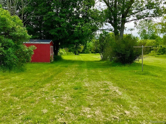 3615 N Mill Rd, Dryden, MI 48428 - view of green lawn featuring a shed