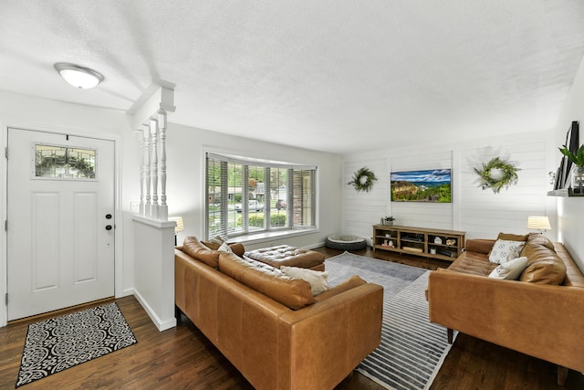1548 Old Hickory Ln, Saint Joseph, MI 49085 - living room featuring dark wood-type flooring and a textured ceiling