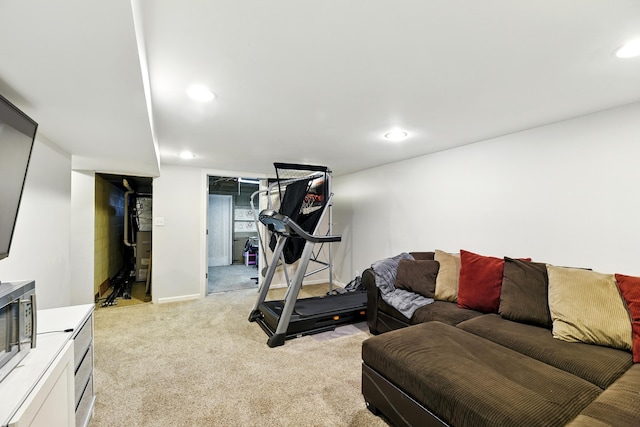 1548 Old Hickory Ln, Saint Joseph, MI 49085 - workout area with light carpet and recessed lighting