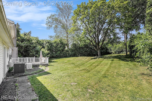 1925 Dawn Ridge Rd, Commerce Twp, MI 48390 - view of green lawn with a deck