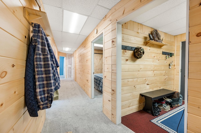 283 W 16th St, Baldwin, MI 49304 - bathroom with wooden walls and a drop ceiling