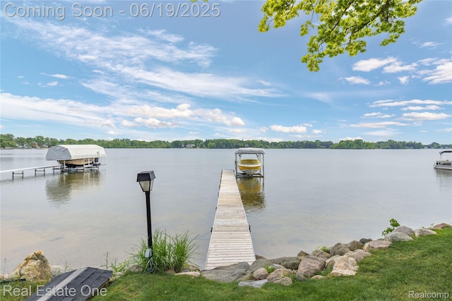 2505 Cedar Key Dr, Lake Orion, MI 48360 - dock area with boat lift and a water view