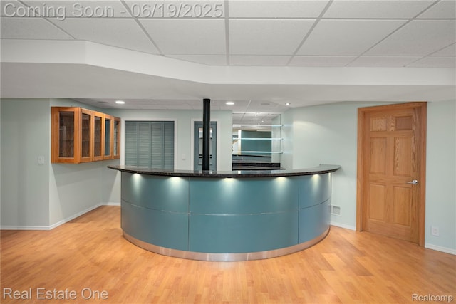 2505 Cedar Key Dr, Lake Orion, MI 48360 - bar area with light wood finished floors, a drop ceiling, and recessed lighting