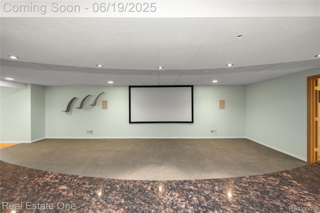 2505 Cedar Key Dr, Lake Orion, MI 48360 - carpeted home theater featuring recessed lighting