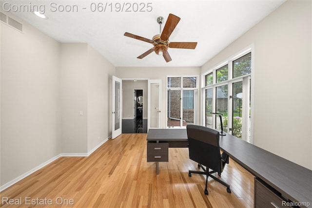 2505 Cedar Key Dr, Lake Orion, MI 48360 - office space featuring ceiling fan and light wood-type flooring