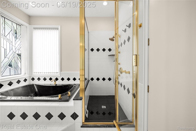 2505 Cedar Key Dr, Lake Orion, MI 48360 - full bath with a bath, a stall shower, and recessed lighting