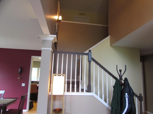1995 Frances Way, Ypsilanti, MI 48198 - stairs featuring wood finished floors