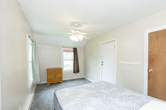 318 Cecil St, Buchanan, MI 49107 - bedroom featuring carpet flooring, baseboard heating, and a ceiling fan