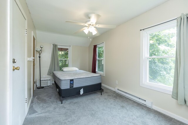318 Cecil St, Buchanan, MI 49107 - bedroom with a baseboard heating unit, carpet, and a ceiling fan