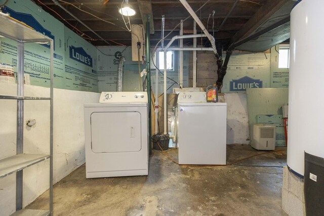 318 Cecil St, Buchanan, MI 49107 - basement featuring washing machine and clothes dryer and water heater