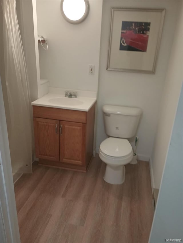 50703 Harbour View Dr N, New Baltimore, MI 48047 - bathroom with wood finished floors, vanity, and curtained shower