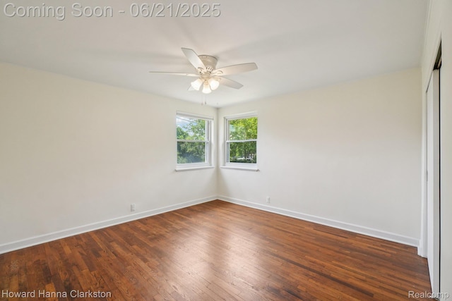 5766 Corunna Ave, Clarkston, MI 48346 - spare room featuring ceiling fan and wood finished floors