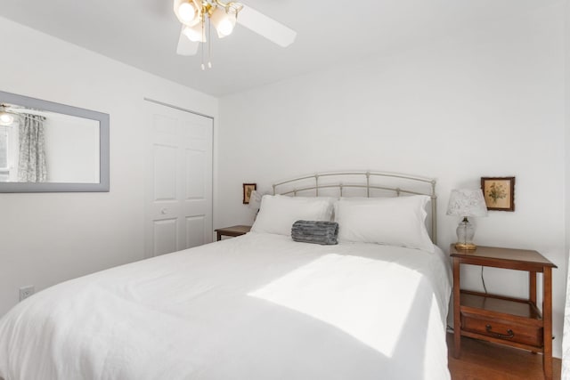 317 Cherry St, South Haven, MI 49090 - bedroom featuring wood finished floors and ceiling fan