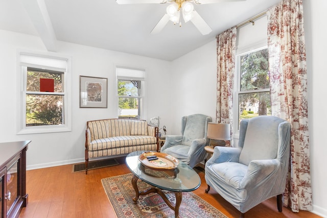317 Cherry St, South Haven, MI 49090 - sitting room with plenty of natural light, wood finished floors, and a ceiling fan
