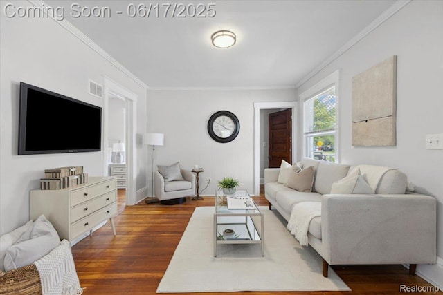 3920 Clark St, Canton, MI 48184 - living room with ornamental molding and dark wood-style flooring