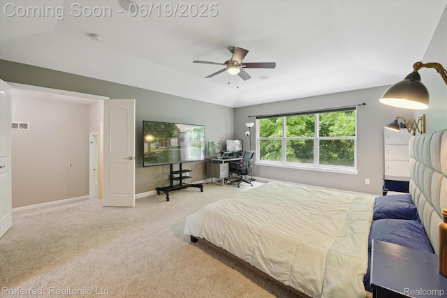 51159 Luke Ln, Novi, MI 48374 - carpeted bedroom featuring lofted ceiling and ceiling fan