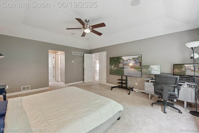 51159 Luke Ln, Novi, MI 48374 - bedroom featuring carpet floors, lofted ceiling, and a ceiling fan