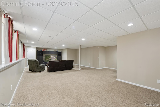 51159 Luke Ln, Novi, MI 48374 - living area featuring carpet floors, recessed lighting, and a drop ceiling