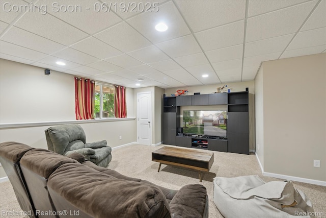 51159 Luke Ln, Novi, MI 48374 - living room with carpet, a paneled ceiling, and recessed lighting