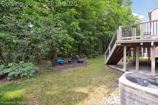 51159 Luke Ln, Novi, MI 48374 - view of grassy yard featuring a deck and stairs