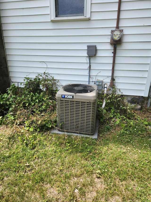 222 Scribner St, Delton, MI 49046 - exterior view of a cooling unit and electric meter
