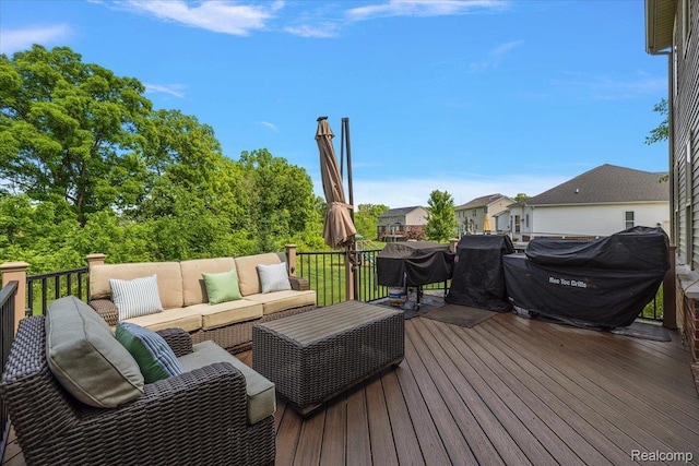 966 Wynstone Cir N, Oakland, MI 48363 - wooden terrace featuring an outdoor hangout area and area for grilling