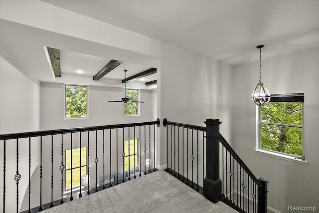 966 Wynstone Cir N, Oakland, MI 48363 - hallway featuring a chandelier and carpet flooring