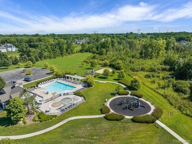 966 Wynstone Cir N, Oakland, MI 48363 - drone / aerial view of a pool area