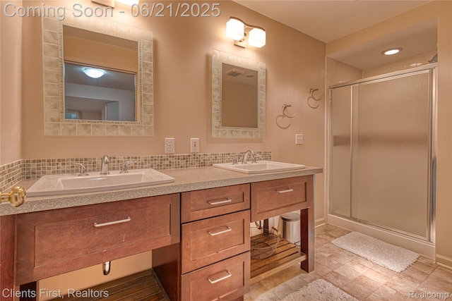 1070 Pointe Place Ct, Rochester, MI 48307 - bathroom featuring double vanity and a shower stall