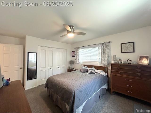 30821 Longfellow Ave, Madison Heights, MI 48071 - bedroom featuring a closet, carpet flooring, and a ceiling fan