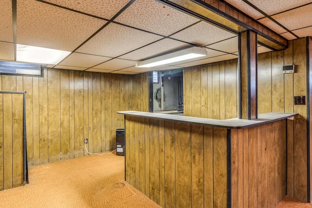275 Pawnee St, Battle Creek, MI 49014 - indoor dry bar with a paneled ceiling, carpet, and wood walls