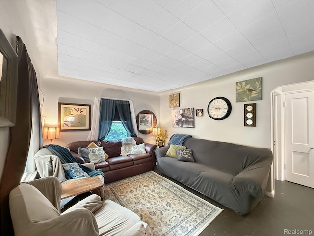20115 Pelkey St, Detroit, MI 48205 - living area with finished concrete flooring
