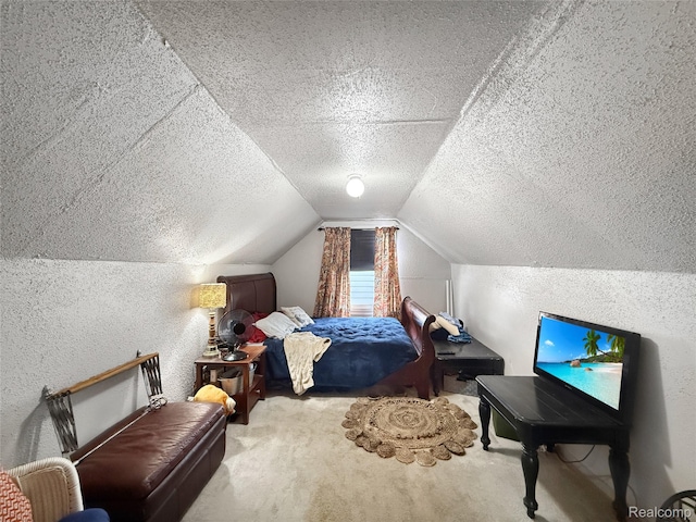 20115 Pelkey St, Detroit, MI 48205 - carpeted bedroom with a textured wall, lofted ceiling, and a textured ceiling