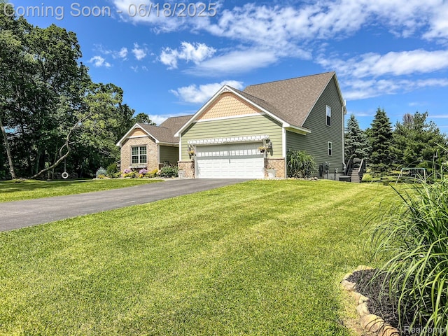 11236 Chyna Run, Davisburg, MI 48350 - craftsman house featuring driveway, a front lawn, and a garage