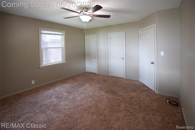 1861 Ladd Rd, Wolverine Lake, MI 48390 - unfurnished bedroom featuring carpet flooring and ceiling fan