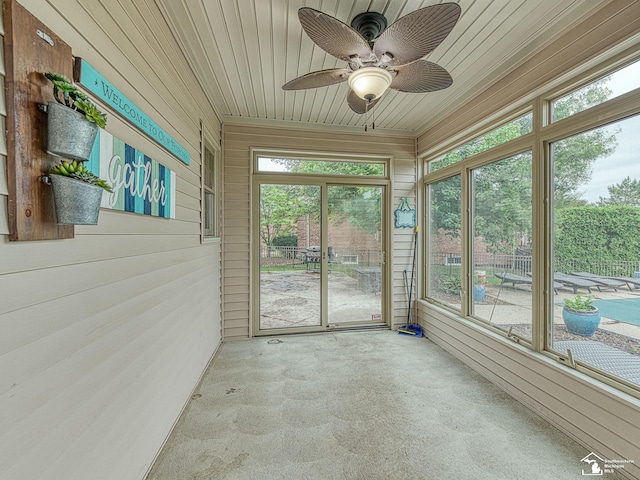831 Saint James Park Ave, Monroe, MI 48161 - unfurnished sunroom with a ceiling fan