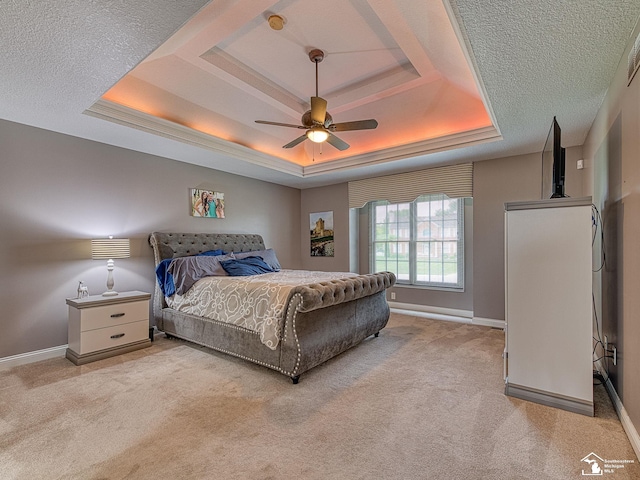 831 Saint James Park Ave, Monroe, MI 48161 - bedroom with a raised ceiling, carpet flooring, a textured ceiling, and a ceiling fan