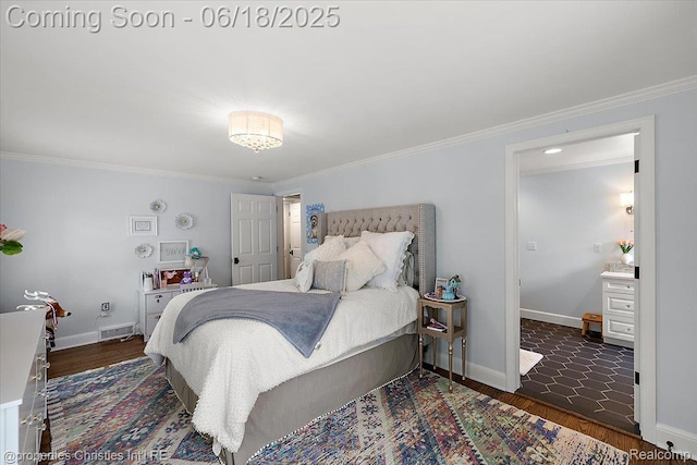 586 Fairfax St, Birmingham, MI 48009 - bedroom with wood finished floors and crown molding