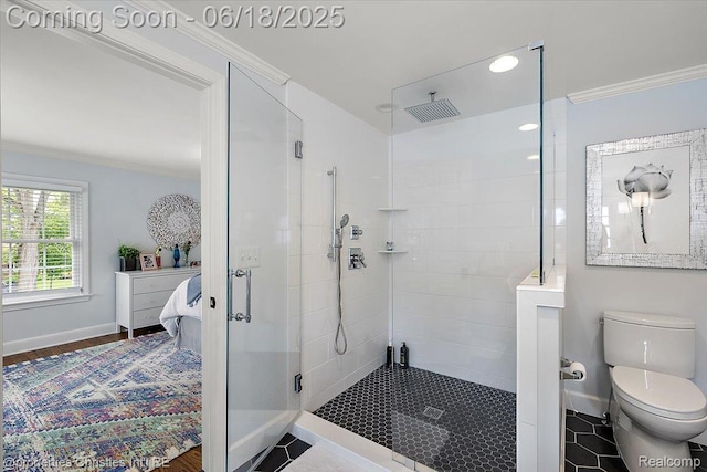 586 Fairfax St, Birmingham, MI 48009 - full bath featuring crown molding, a shower stall, and ensuite bathroom
